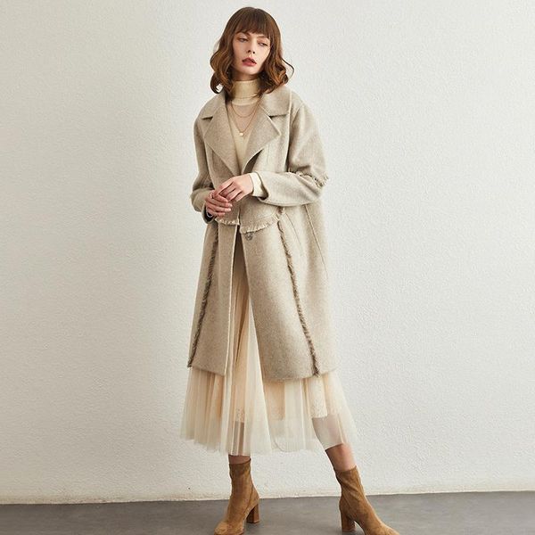 women's wool & blends autumn and winter 2021 temperament double-sided tweed coat fashion medium long loose thin zero, Black
women's wool & blends autumn and winter 2021 temperament double-sided tweed coat fashion medium long loose thin zero, Black