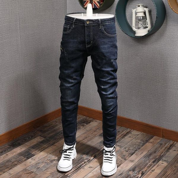 men's jeans fashion streetwear men slim fit retro black blue ripped elastic stretch korean style denim pencil pants 4kok
men's jeans fashion streetwear men slim fit retro black blue ripped elastic stretch korean style denim pencil pants 4kok