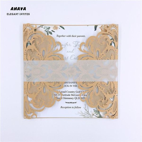greeting cards 50Ã dark gold laser cut wedding invitations card lace elegant with belly band envelopes party decoration
greeting cards 50Ã dark gold laser cut wedding invitations card lace elegant with belly band envelopes party decoration