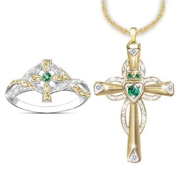 earrings & necklace zircon shining cross pendant ring for woman jewelry party chain gift, Silver
earrings & necklace zircon shining cross pendant ring for woman jewelry party chain gift, Silver