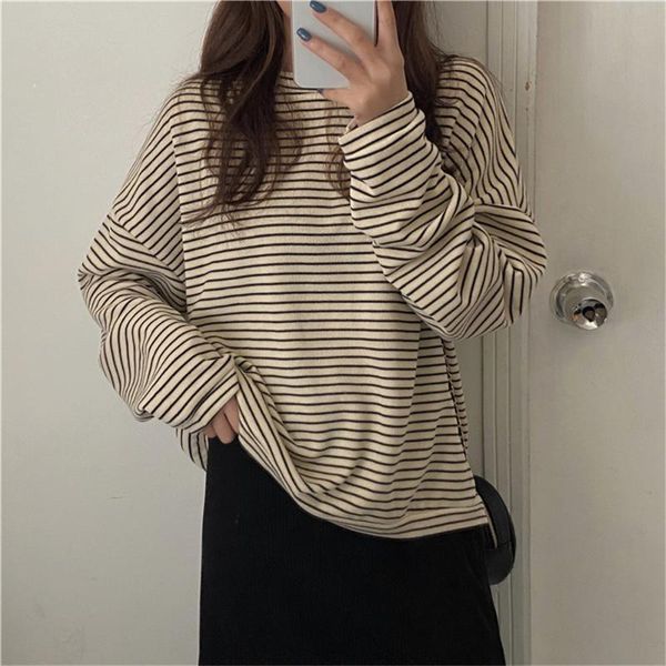 women's t-shirt women striped t shirt fashion o-neck sweatshirts cotton lady loose casual autumn womens all match basewear chic shirts, White
women's t-shirt women striped t shirt fashion o-neck sweatshirts cotton lady loose casual autumn womens all match basewear chic shirts, White