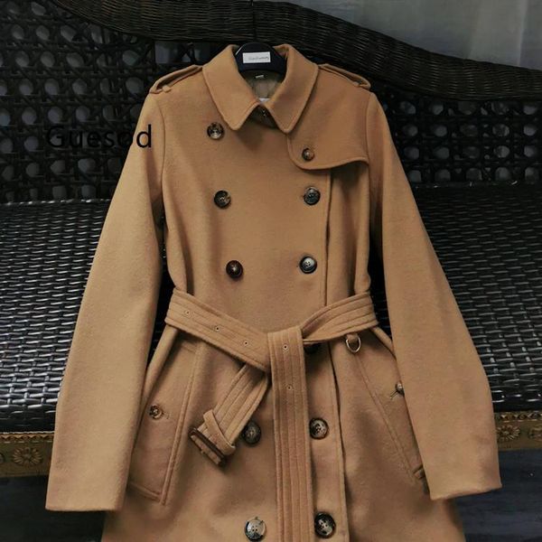 women's wool & blends women coat 2021 woolen outerwear classic double breasted medium length camel outwear guesod, Black
women's wool & blends women coat 2021 woolen outerwear classic double breasted medium length camel outwear guesod, Black