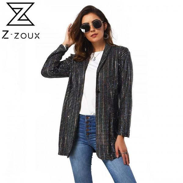 women blazer single button long sleeve ladies black coat sequined stitching women's slim suit jacket autumn winter 210513, White;black
women blazer single button long sleeve ladies black coat sequined stitching women's slim suit jacket autumn winter 210513, White;black