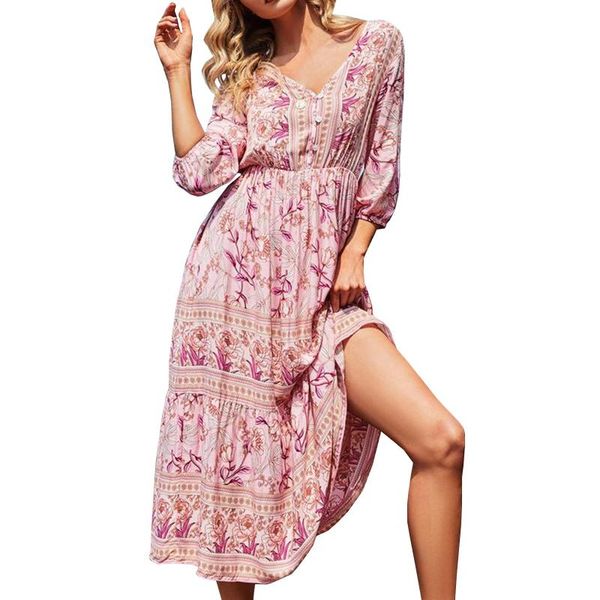 casual dresses 2021 autumn sweety dress women 3/4 sleeve v neck high waist floral print for woman spring holiday style, Black;gray
casual dresses 2021 autumn sweety dress women 3/4 sleeve v neck high waist floral print for woman spring holiday style, Black;gray
