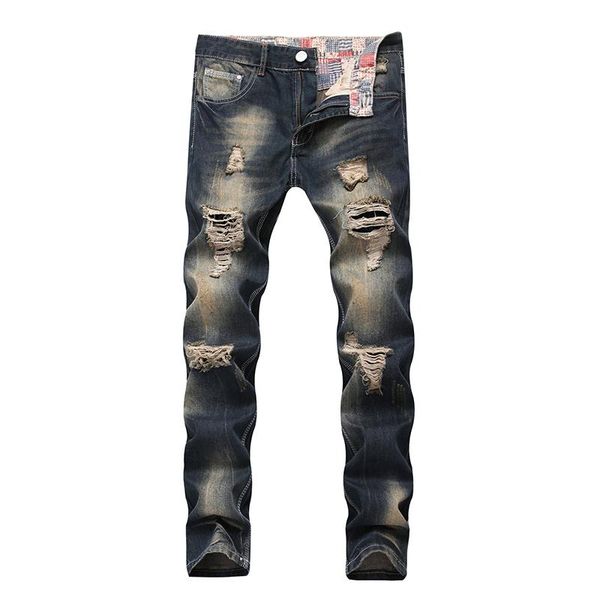 men's jeans men patchwork hollow fashion ripped denim hole ruined printing begging cropped pants, Blue
men's jeans men patchwork hollow fashion ripped denim hole ruined printing begging cropped pants, Blue