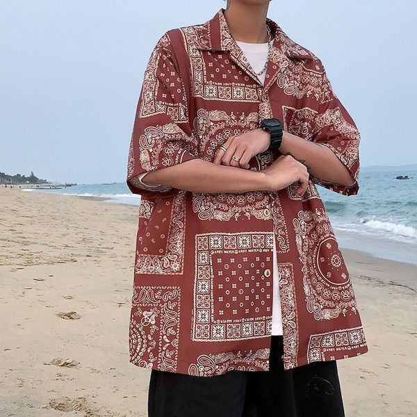 summer retro printed short sleeve floral shirt men's loose handsome trend thin coat versatile casual shirts, White;black
summer retro printed short sleeve floral shirt men's loose handsome trend thin coat versatile casual shirts, White;black
