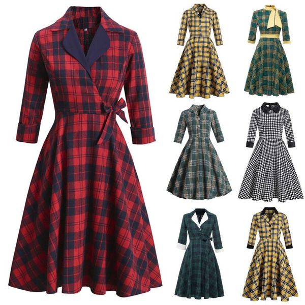 casual dresses women dress retro paild print three quarter sleeve slim lapel zipper buttons vintage vestido midi, Black;gray
casual dresses women dress retro paild print three quarter sleeve slim lapel zipper buttons vintage vestido midi, Black;gray