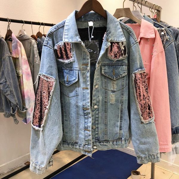 women's jackets 2021 autumn jeans jacket coats womens heavy work sequined hole coat loose denim clothes outwear students casual streetw, Black;brown
women's jackets 2021 autumn jeans jacket coats womens heavy work sequined hole coat loose denim clothes outwear students casual streetw, Black;brown