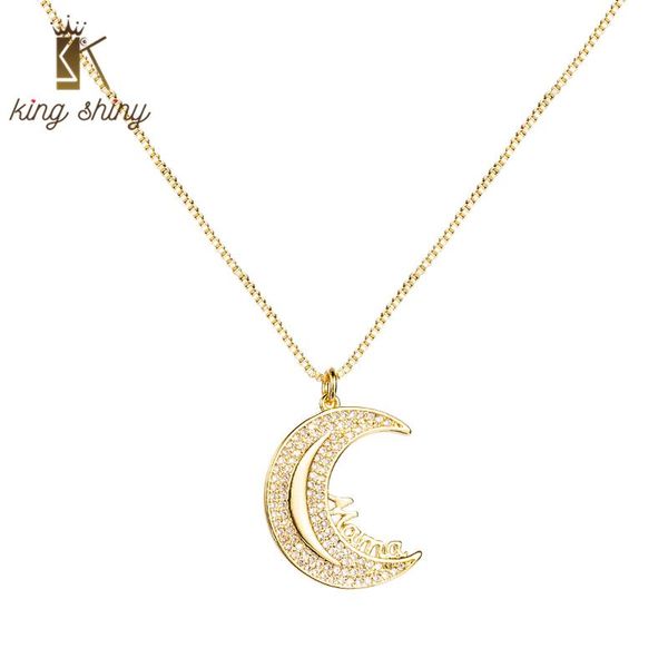 king shiny trendy gold color crescent moon necklace elegant cz zirconia mom copper pendant for woman mother's day gifts necklaces, Silver
king shiny trendy gold color crescent moon necklace elegant cz zirconia mom copper pendant for woman mother's day gifts necklaces, Silver