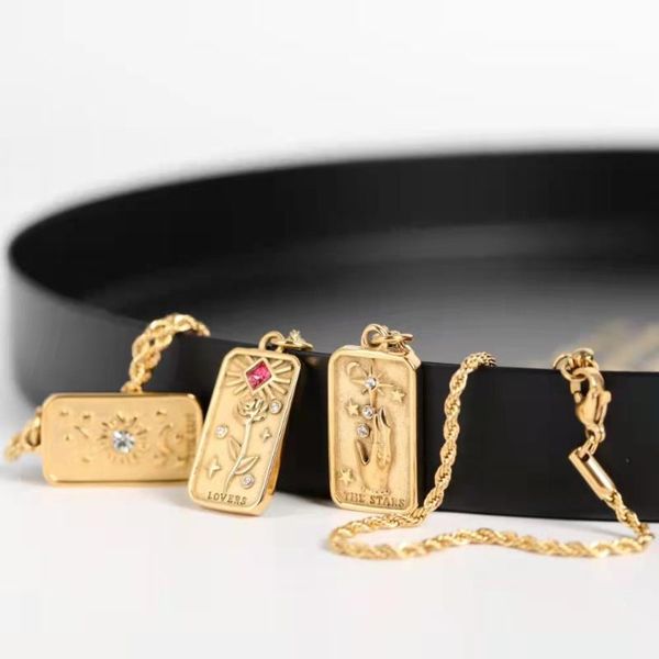 pendant necklaces 2021 flower sun god rectangular relief zircon eight-pointed star titanium steel gold color necklace for women party jewelr, Silver
pendant necklaces 2021 flower sun god rectangular relief zircon eight-pointed star titanium steel gold color necklace for women party jewelr, Silver