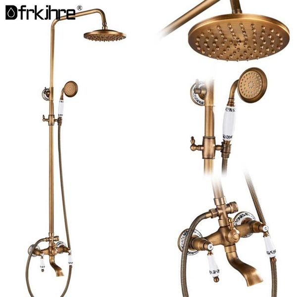 dfrkjhre bathroom brass antique shower faucet set wall mount dual handle with handshower mixer tap sets
dfrkjhre bathroom brass antique shower faucet set wall mount dual handle with handshower mixer tap sets