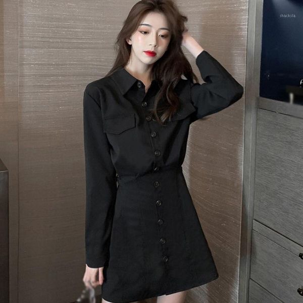 women's fashion dress waist thin long-sleeved shirt skirt female spring high buttons pockets blouse office casual dresses, Black;gray
women's fashion dress waist thin long-sleeved shirt skirt female spring high buttons pockets blouse office casual dresses, Black;gray