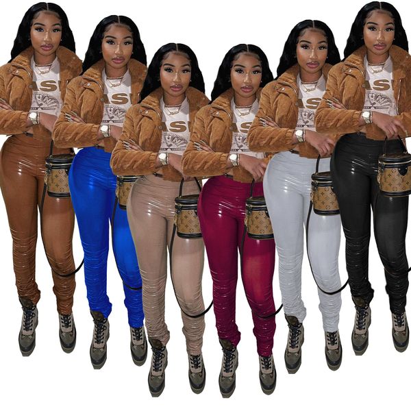 spring ladies trousers pleated black bodycon pants women skinny high waist faux pu leather brown ruched female, Black;white
spring ladies trousers pleated black bodycon pants women skinny high waist faux pu leather brown ruched female, Black;white