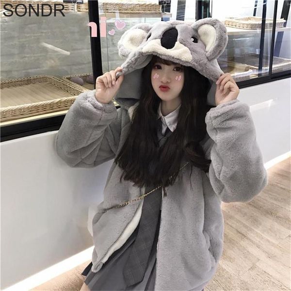 women's fur & faux kawaii lolita coat japanese soft girl cute koala ear hooded jacket winter warm zip up student padded overcoat women, Black
women's fur & faux kawaii lolita coat japanese soft girl cute koala ear hooded jacket winter warm zip up student padded overcoat women, Black