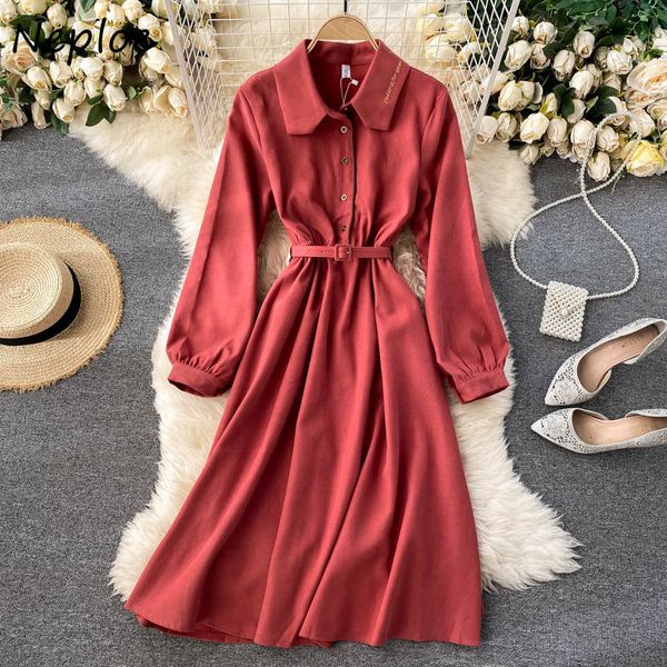 neploe french style turn-down collar dresses solid color puff sleeve drawstring slim waist vestidos simple design women dress 210423, Black;gray
neploe french style turn-down collar dresses solid color puff sleeve drawstring slim waist vestidos simple design women dress 210423, Black;gray