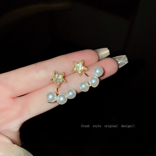 925 silver needle diamond five pointed star earrings fashion fashion personality pearl earrings simple temperament rich jewelry women, Golden
925 silver needle diamond five pointed star earrings fashion fashion personality pearl earrings simple temperament rich jewelry women, Golden