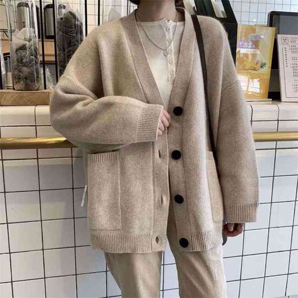 black knitted sweater women v neck long sleeve solid color cardigan vintage harajuku casual loose fashion 210510, White
black knitted sweater women v neck long sleeve solid color cardigan vintage harajuku casual loose fashion 210510, White
