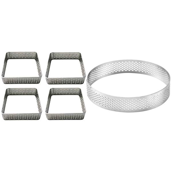 5pcs stainless steel porous mousse ring bottom cake mold baking tool - 4pcs square & 1pcs round pastry tools
5pcs stainless steel porous mousse ring bottom cake mold baking tool - 4pcs square & 1pcs round pastry tools