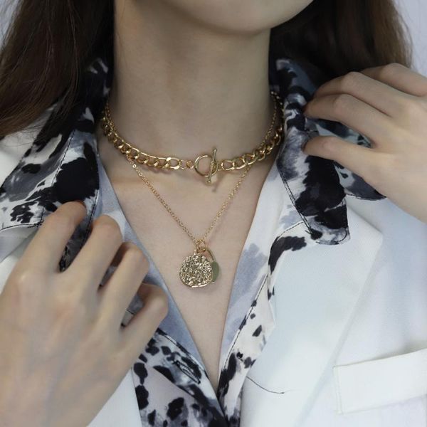 chokers vintage chain peach heart lock chains necklace 2021 geometric ot buckle double pendant love necklaces for women punk jewelry, Golden;silver
chokers vintage chain peach heart lock chains necklace 2021 geometric ot buckle double pendant love necklaces for women punk jewelry, Golden;silver
