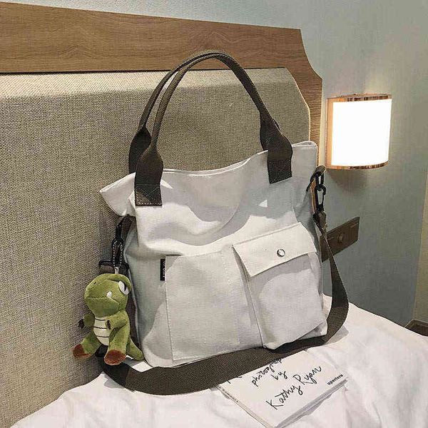 shopping bag, multi pocket canvas bag, women, korean style, student, women's handbag, 2020 220310
shopping bag, multi pocket canvas bag, women, korean style, student, women's handbag, 2020 220310