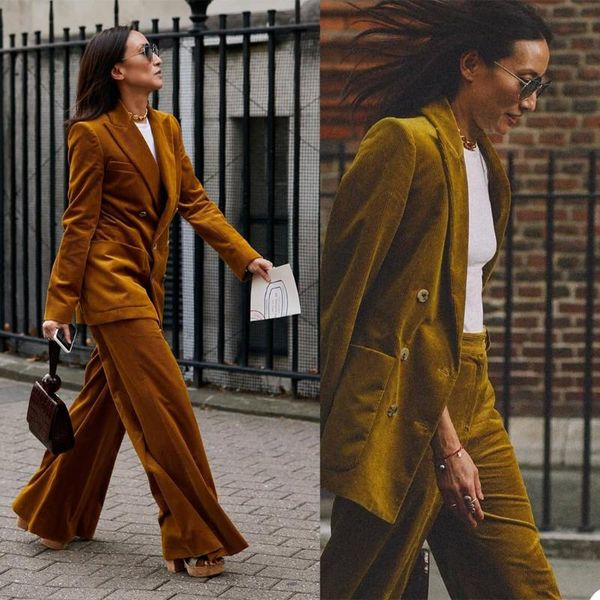 vintage corduroy women suits fashion elegant custom made blazer wide leg pants streetwear casual jacket 2 pieces set women's two piece, White
vintage corduroy women suits fashion elegant custom made blazer wide leg pants streetwear casual jacket 2 pieces set women's two piece, White