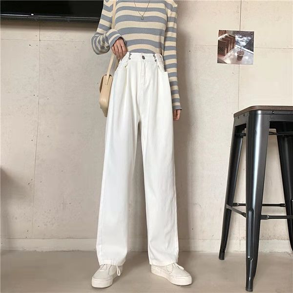 womens jeans adjustable waistline with buckle womens 2021 autumn retro loose straight jeans street style high waist jeans, Black;white
womens jeans adjustable waistline with buckle womens 2021 autumn retro loose straight jeans street style high waist jeans, Black;white
