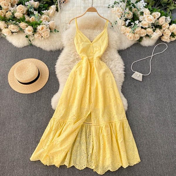 casual dresses fmfssom 2021 summer sexyv-neck breastedslim split ruffle large swing holiday style dress women hollow out solid color clothes, Black;gray
casual dresses fmfssom 2021 summer sexyv-neck breastedslim split ruffle large swing holiday style dress women hollow out solid color clothes, Black;gray