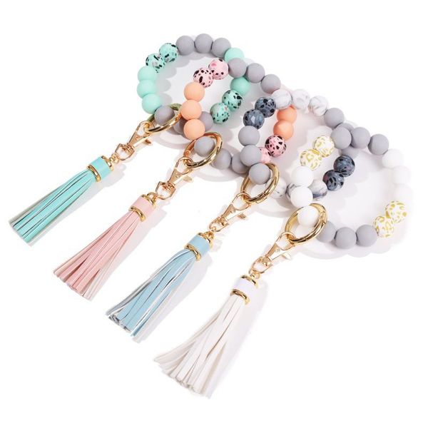 2021 new silicone keychain tassel wood beads bracelet for women accessories bangle for mothers day gift present for family, Silver
2021 new silicone keychain tassel wood beads bracelet for women accessories bangle for mothers day gift present for family, Silver