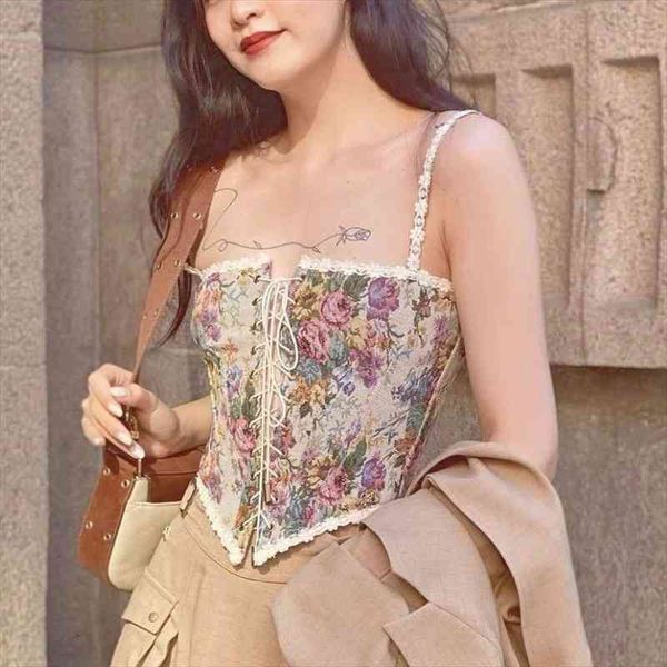 french vintage corset women floral print backless elegant bustiers crop casual chic designer party corset summer, White
french vintage corset women floral print backless elegant bustiers crop casual chic designer party corset summer, White