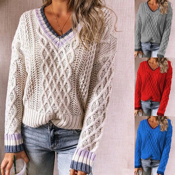 women's sweaters women patchwork long sleeve pullover casual v neck knitted loose twist sweater lady jumper clothes, White;black
women's sweaters women patchwork long sleeve pullover casual v neck knitted loose twist sweater lady jumper clothes, White;black