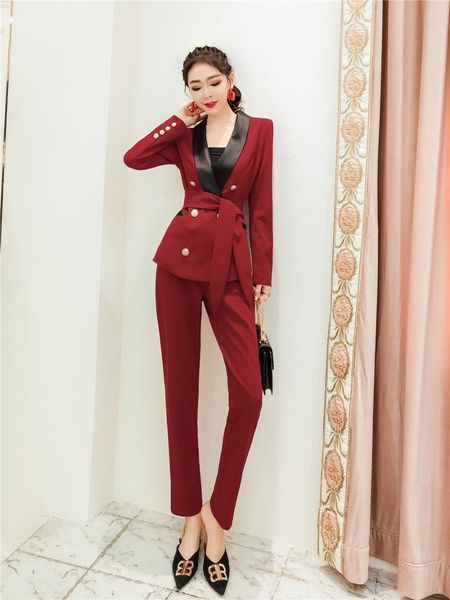 women's suits & blazers fashion formal suit women pant for two-piece autumn elegant korean jacket blazer set, White;black
women's suits & blazers fashion formal suit women pant for two-piece autumn elegant korean jacket blazer set, White;black