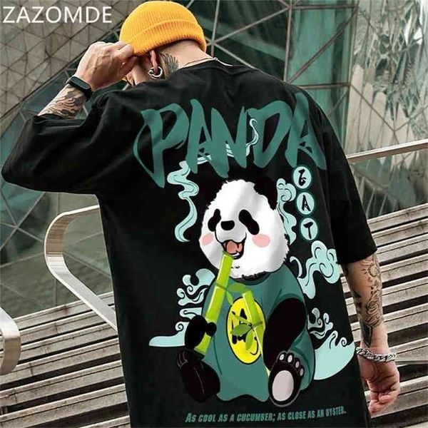 zazomde hip hop tees t-shirt chinese style panda harajuku loose men t shirt casual summer oversized male punk clothes 210716, White;black 
zazomde hip hop tees t-shirt chinese style panda harajuku loose men t shirt casual summer oversized male punk clothes 210716, White;black
