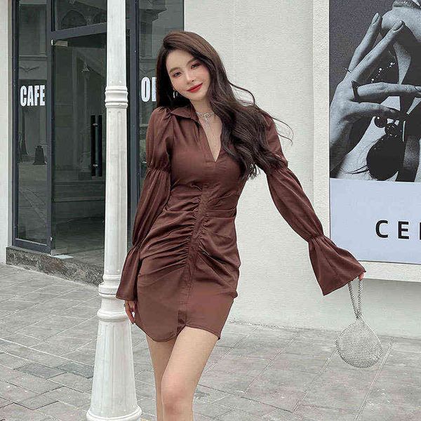 luxury dress 2022 spring chocolate brown shirt women's long sleeve slim fit wrinkled waist brown wrap hip skirt dresses, Black;gray
luxury dress 2022 spring chocolate brown shirt women's long sleeve slim fit wrinkled waist brown wrap hip skirt dresses, Black;gray