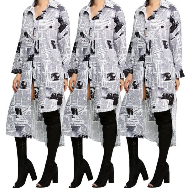 autumn winter women casual outdoor fashion spaper print printing buttons dress vestidos plus size dresses, Black;gray
autumn winter women casual outdoor fashion spaper print printing buttons dress vestidos plus size dresses, Black;gray
