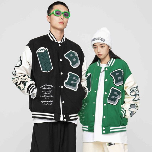 jackets xinchen spring and autumn 2021 national fashion brand loose stitched et embroidered men's baseball et, Black;brown
jackets xinchen spring and autumn 2021 national fashion brand loose stitched et embroidered men's baseball et, Black;brown