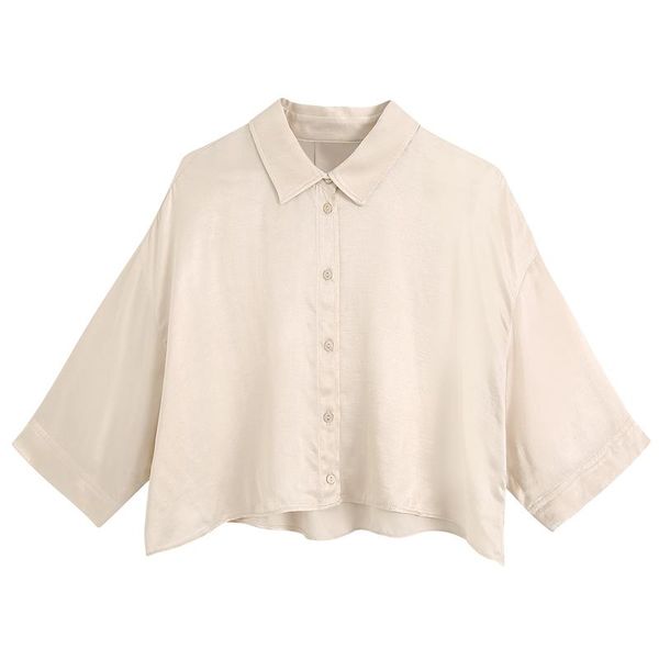 women's blouses & shirts agong casual turn down collar thin women fashion loose solid satin elegant short female ladies es, White
women's blouses & shirts agong casual turn down collar thin women fashion loose solid satin elegant short female ladies es, White