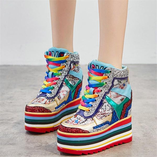 boots lace up fashion sneakers women genuine leather wedges high heel ankle female shiny glitter round toe chunky platform pumps, Black
boots lace up fashion sneakers women genuine leather wedges high heel ankle female shiny glitter round toe chunky platform pumps, Black