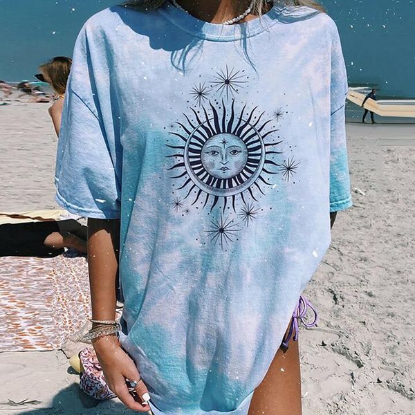 women's t-shirt tie dye woman vintage 90s sun moon face letter print short sleeve graphic oversize loose harajuku female tee street, White
women's t-shirt tie dye woman vintage 90s sun moon face letter print short sleeve graphic oversize loose harajuku female tee street, White