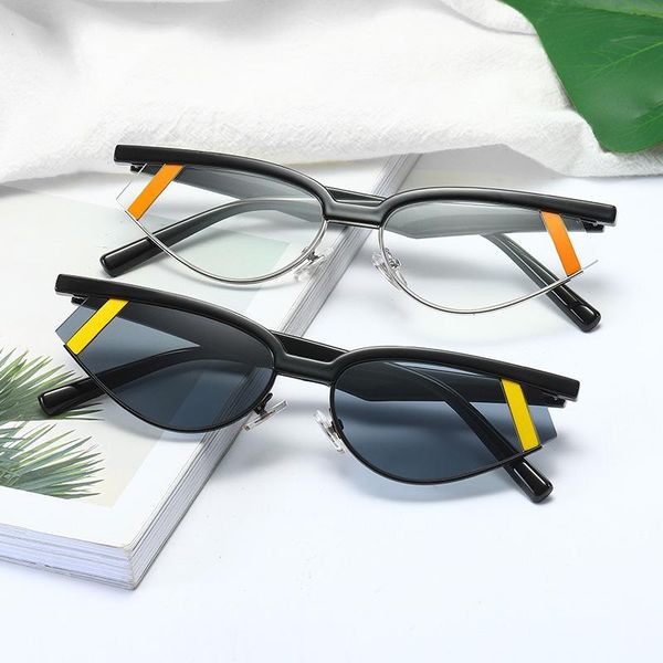 sunglasses 2021 street style colorful lens cat eye glasses men women vintage luxury summer travel rimless goggles chic shade eyewear, White;black
sunglasses 2021 street style colorful lens cat eye glasses men women vintage luxury summer travel rimless goggles chic shade eyewear, White;black