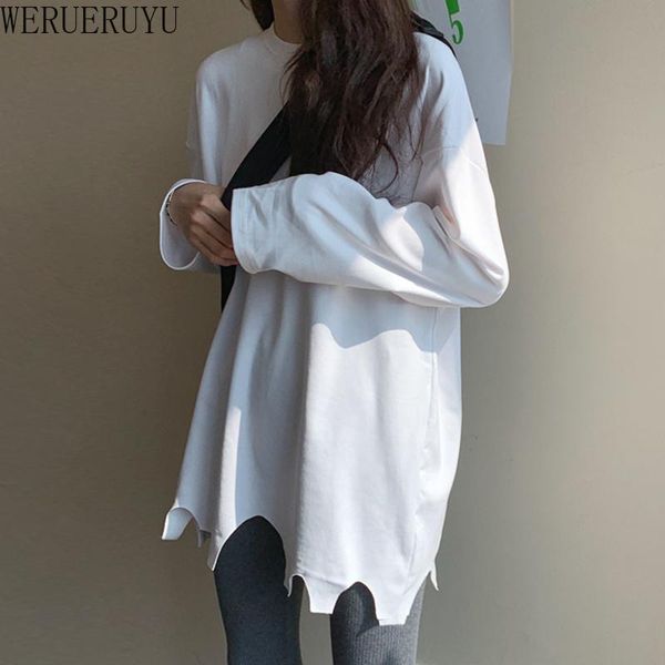 women's t-shirt werueruyu female hole hip hop long sleeve t shirt oversized tee korean style vintage bottoming, White
women's t-shirt werueruyu female hole hip hop long sleeve t shirt oversized tee korean style vintage bottoming, White