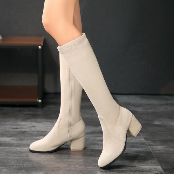 fashion knee high boots women shoes zipper women's black beige elastic flock long lady 2021 autumn winter
fashion knee high boots women shoes zipper women's black beige elastic flock long lady 2021 autumn winter