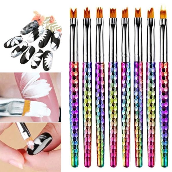 nail art kits 2021 8pcs flower brush pen gel uv painting design drawing fre-drop