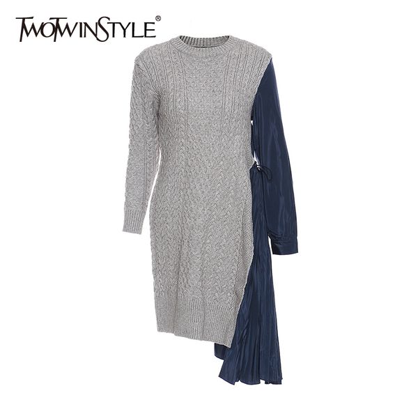 twotwinstyle knitted patchwork pleated dress for women o neck long sleeve high waist irregular hem casual dresses female fashion 210517, Black;gray
twotwinstyle knitted patchwork pleated dress for women o neck long sleeve high waist irregular hem casual dresses female fashion 210517, Black;gray