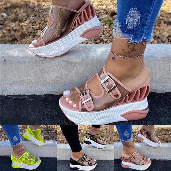 slippers summer women plus size transparent slides beach wear buckle hollow platform female wedges shoes high heel, Black
slippers summer women plus size transparent slides beach wear buckle hollow platform female wedges shoes high heel, Black