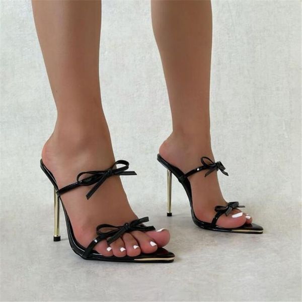 women slippers 2021 metal high heels pointed toe fashion sweet bow wedding party shoes for lady white black
women slippers 2021 metal high heels pointed toe fashion sweet bow wedding party shoes for lady white black