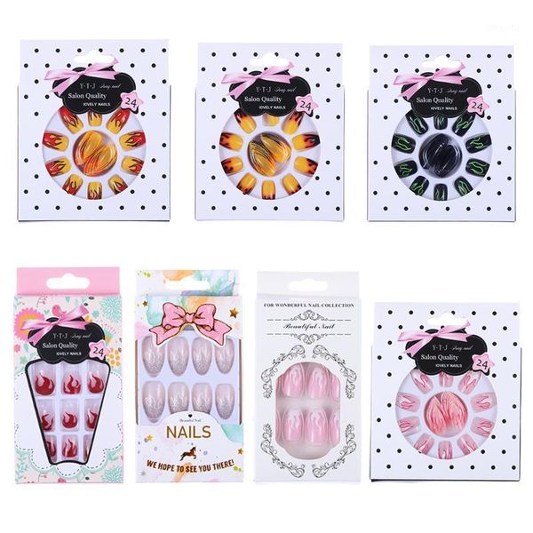24pcs/box uv gel acrylic full cover coffin fake nails flame false nail tips blue/purple diy ballerina beauty tools1, Red;gold
24pcs/box uv gel acrylic full cover coffin fake nails flame false nail tips blue/purple diy ballerina beauty tools1, Red;gold