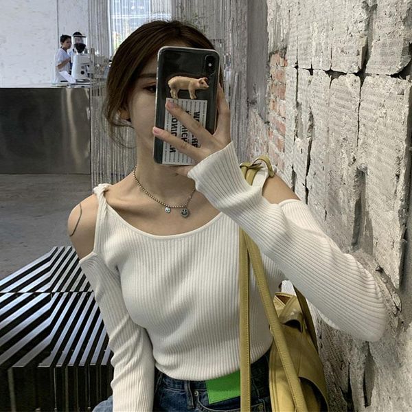 women's sweaters off shoulder clothing knitted pullovers fashion brand hollow out korean clothes ins o-neck spring autumn, White;black
women's sweaters off shoulder clothing knitted pullovers fashion brand hollow out korean clothes ins o-neck spring autumn, White;black