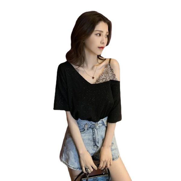 women's t-shirt summer 2021 korean loose short off shoulder net red sleeve clothes, White
women's t-shirt summer 2021 korean loose short off shoulder net red sleeve clothes, White