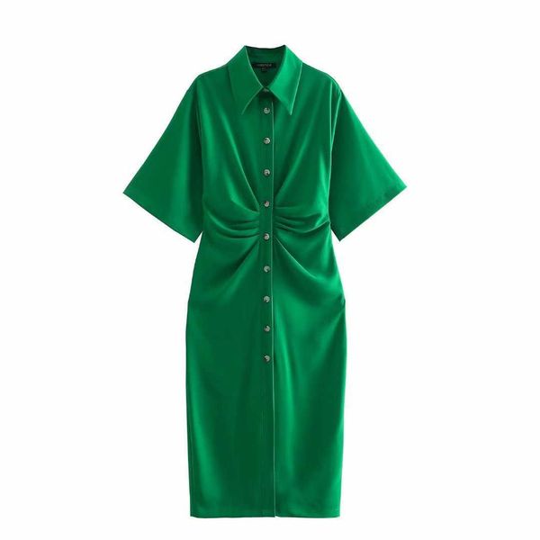 summer shirt dress women short sleeves casual fashion chic lady green midi dress women 210709, Black;gray
summer shirt dress women short sleeves casual fashion chic lady green midi dress women 210709, Black;gray