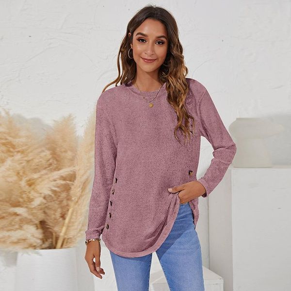 women's t-shirt autumn winter o-neck women casual simple button long sleeve solid color loose fashion pink black pullover female, White
women's t-shirt autumn winter o-neck women casual simple button long sleeve solid color loose fashion pink black pullover female, White